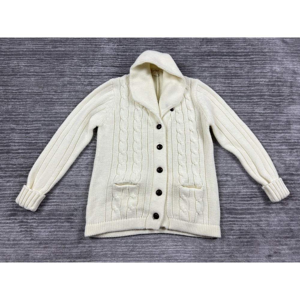 Vintage Setico Sweater Womens Large Yellow Cardigan Acrylic Taiwan Pockets